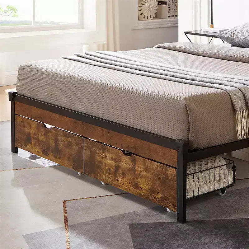 2 Pack Under Bed Storage with Wheels, Under the Bed Storage Containers for King Size Bed, Metal Frame