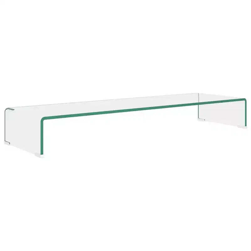 vidaXL Tempered Glass TV Stand - Modern Monitor Stand Riser for Multimedia Devices, Streamlined TV Console with Storage, Clear