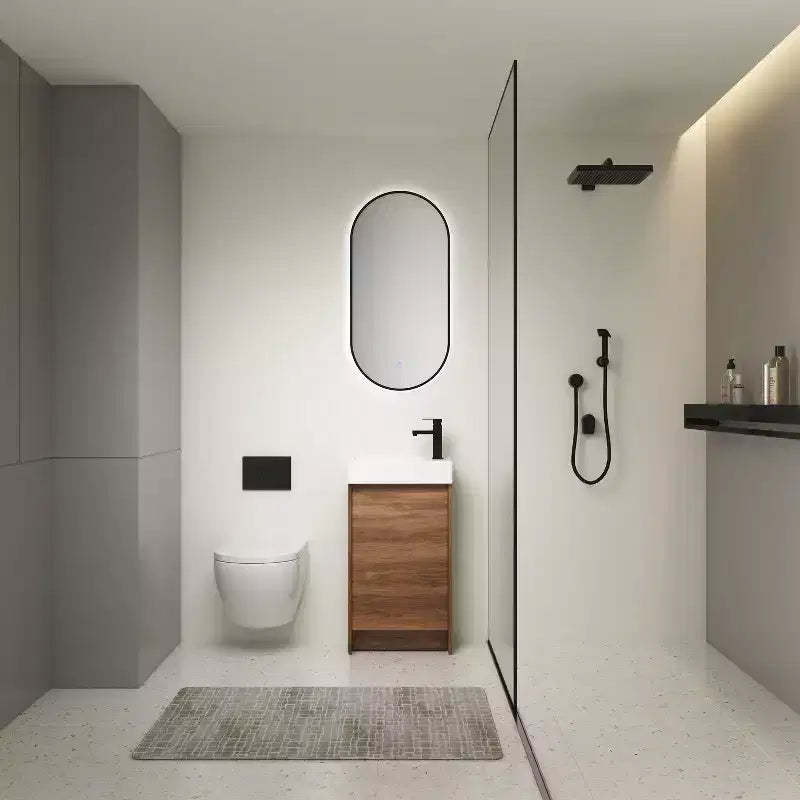 18 Inch Bathroom Vanity with Single Sink, Freestanding Ceramic Basin Storage Cabinet, Soft Closing Doors and Adjustable Shelf