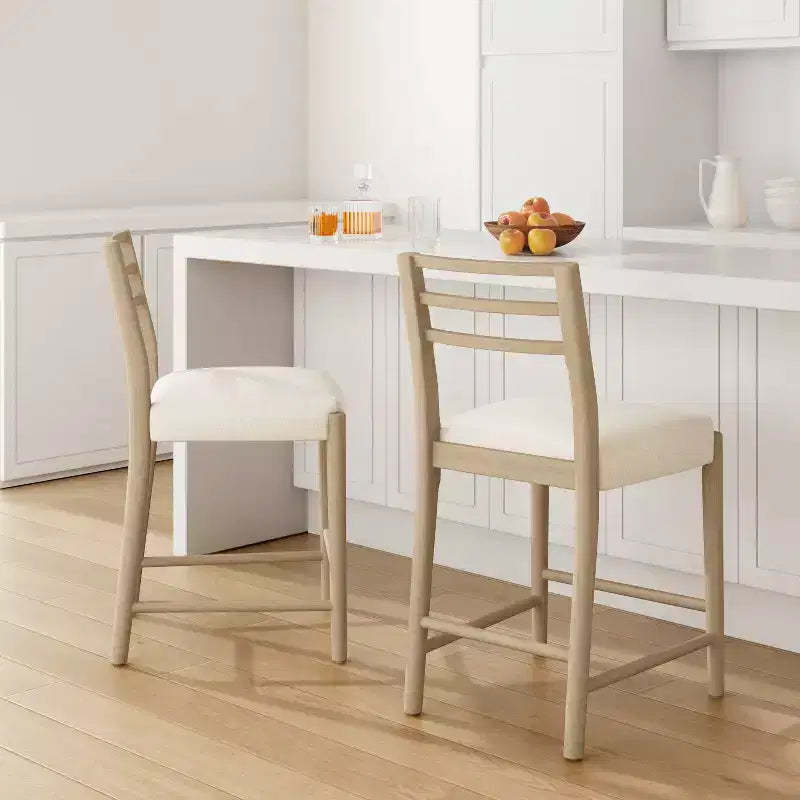 Christopher Knight Home Aranda Rubberwood Counter Stools with Ladder Backrest (Set of 2)
