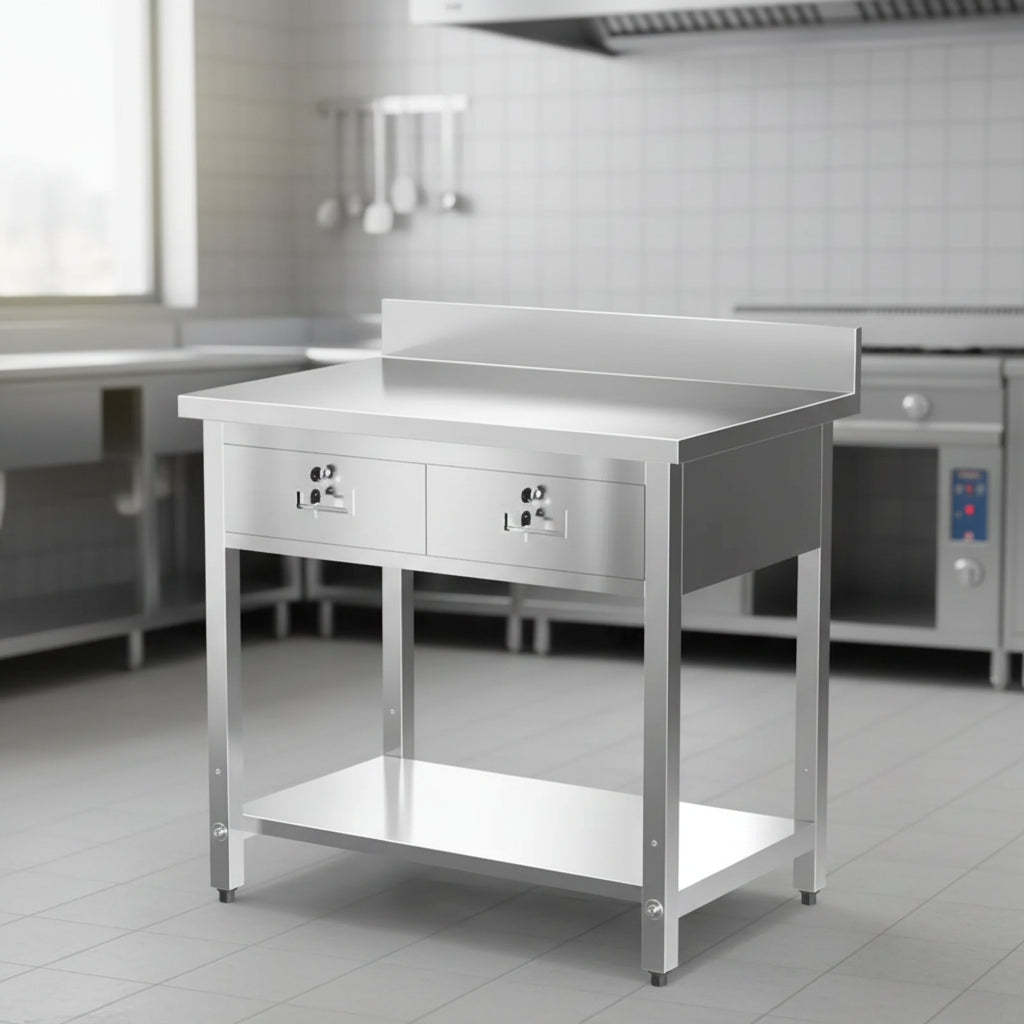 Karl Home 36 x 24 in. Stainless Steel Work Table with 2 Drawers
