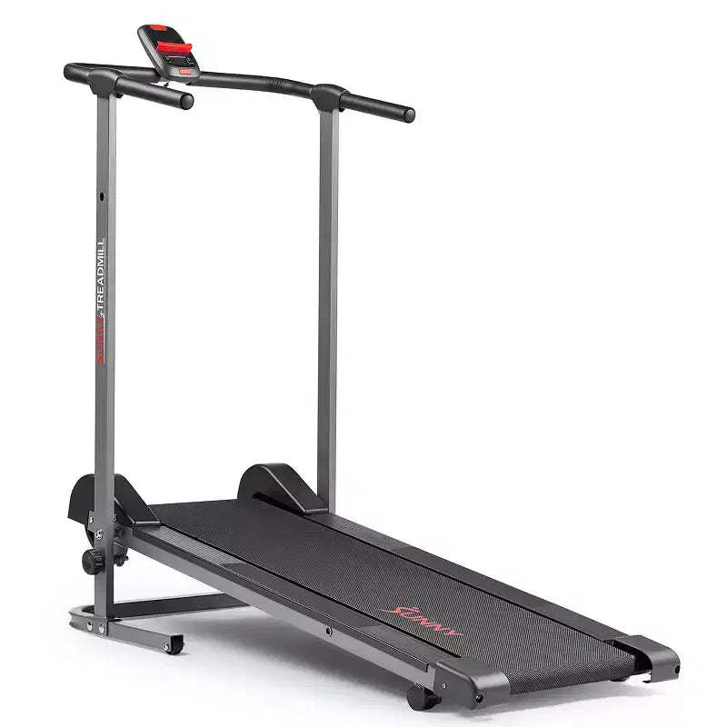 Sunny Health & Fitness Smart Manual Walking Treadmill with Fixed Incline, Bluetooth Tracking & Foldable SpaceSaving Design