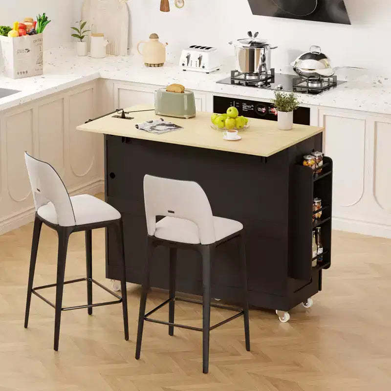COZONY Rolling Kitchen Island Cart with Drop Leaf, Portable Kitchen Cart with Drawers and Storage Shelves, Mobile Workstation with Locking Wheels