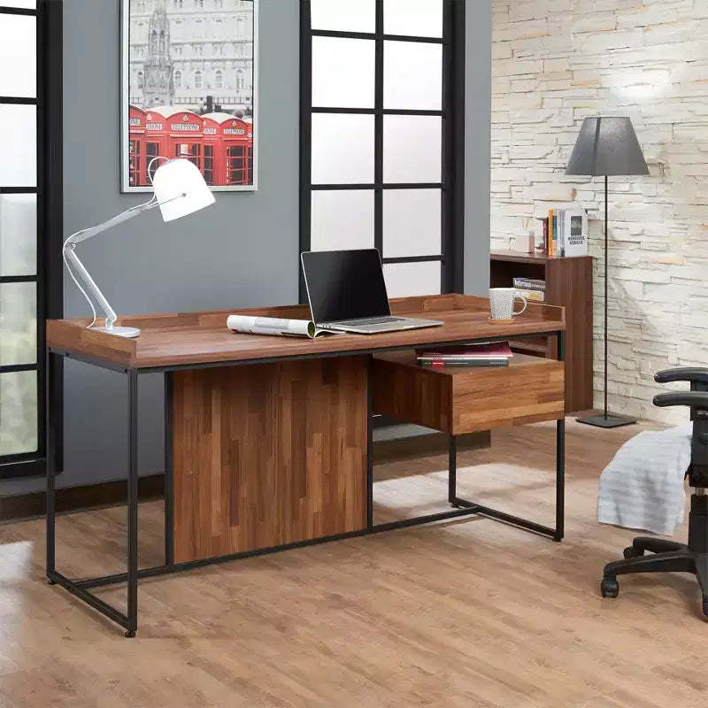 GDFStudio Pampas Modern Metal and Wood Rectangular Writing Desk