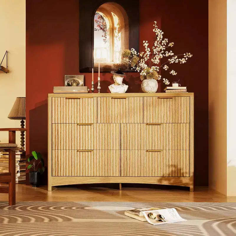 7 Drawer Wooden Dresser with Smooth-Glide Drawers, Modern Storage Solution for Bedrooms, Living Rooms, and Hallways