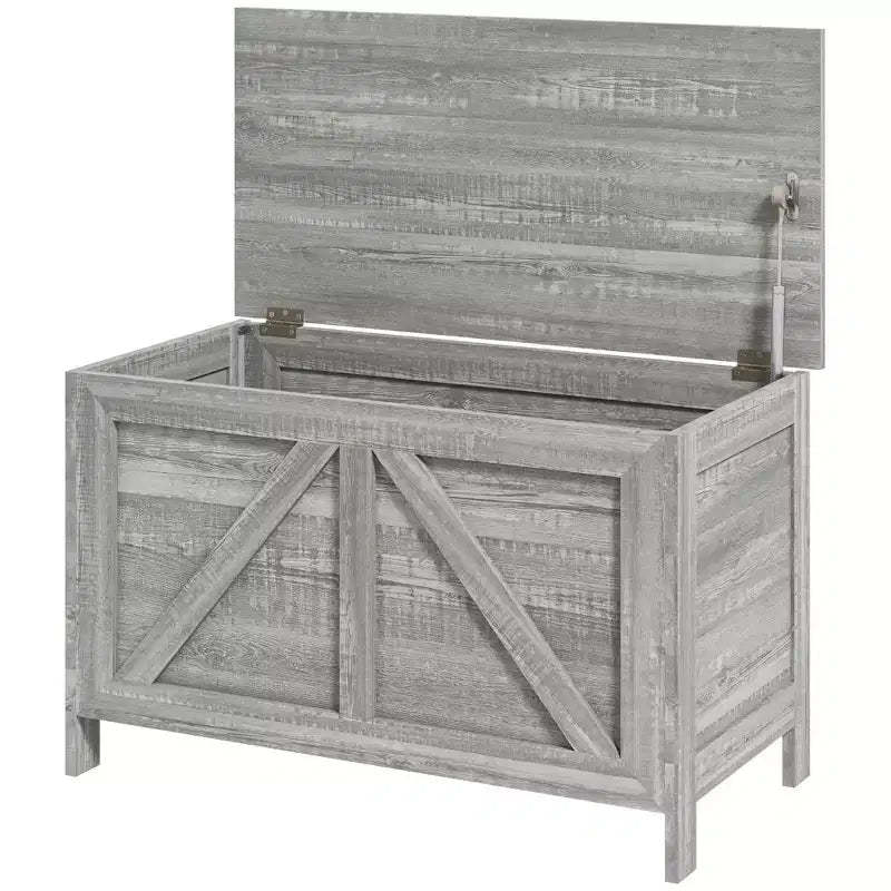 Storage Chest, Farmhouse Lift Top Box Organizer with Safety Hinge, for Bedroom, Entryway, Living Room