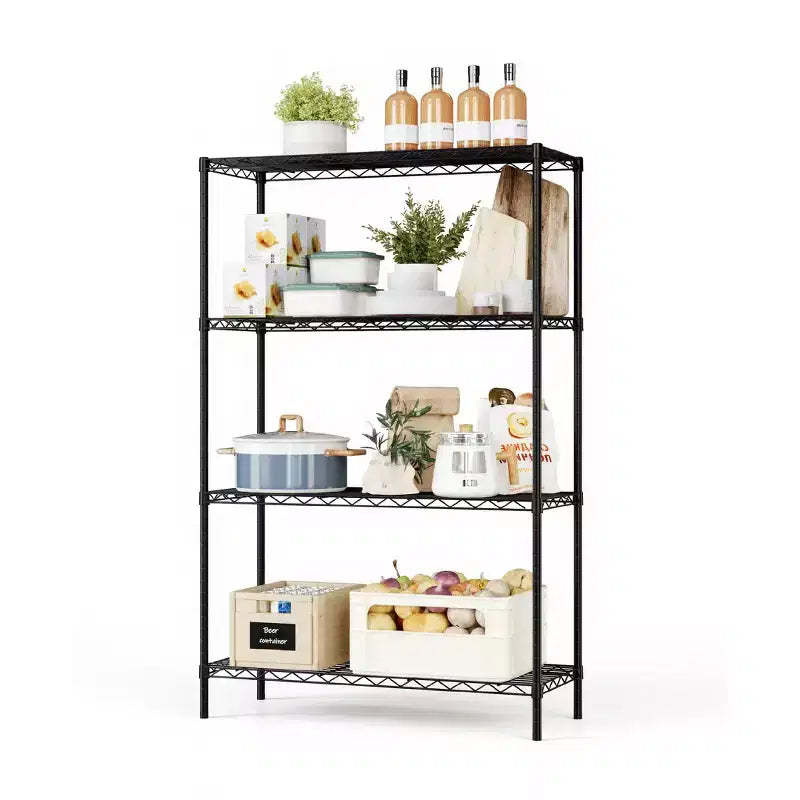 4-Tier Metal Wire Shelving Unit with Adjustable Shelves - Heavy Duty Storage Rack