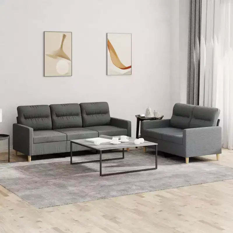 Sofa Set Dark grey Fabric (100% polyester), metal, textilene, plywood