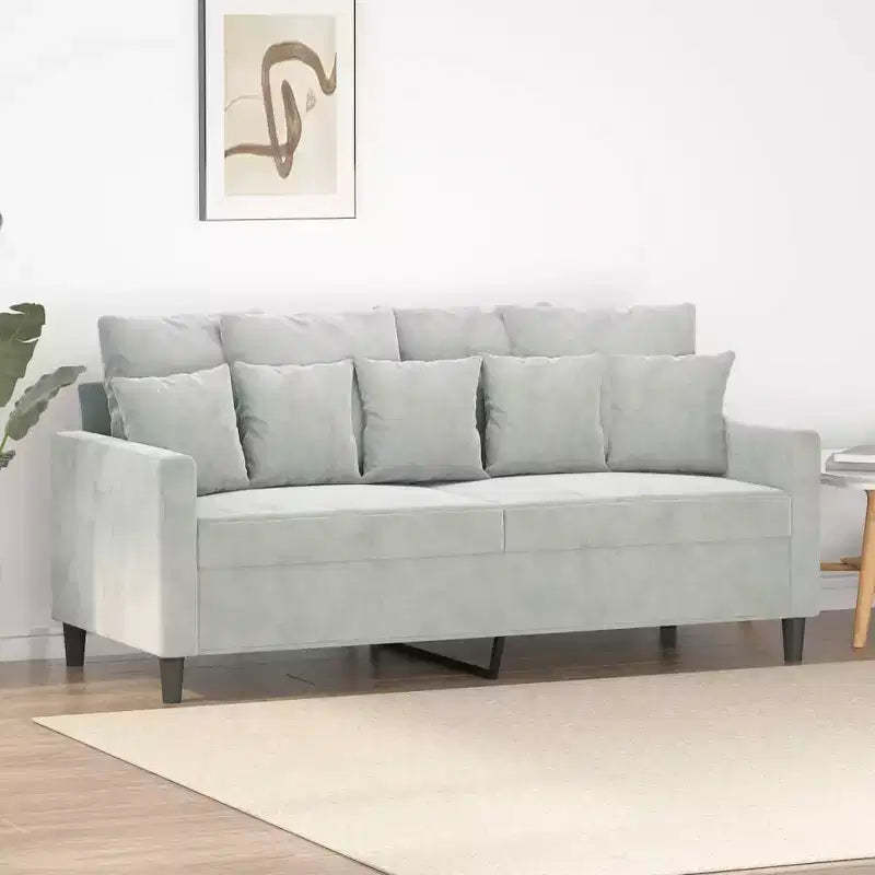 2-seater Sofa Light Grey Velvet (100% polyester), metal, textilene