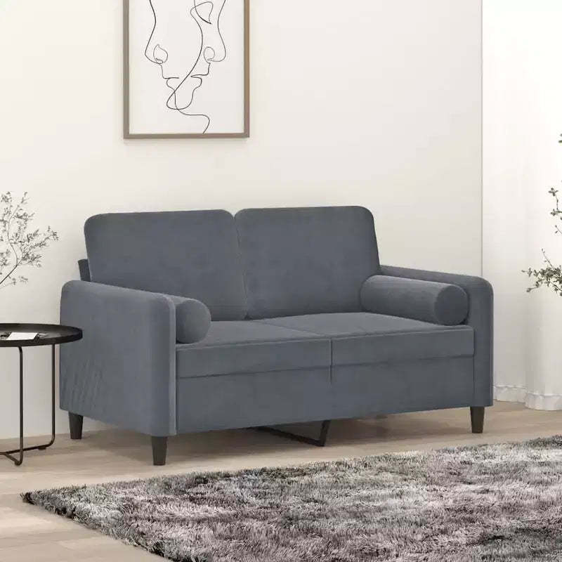 2-seater Sofa Dark grey Velvet (100% polyester), metal, textilene