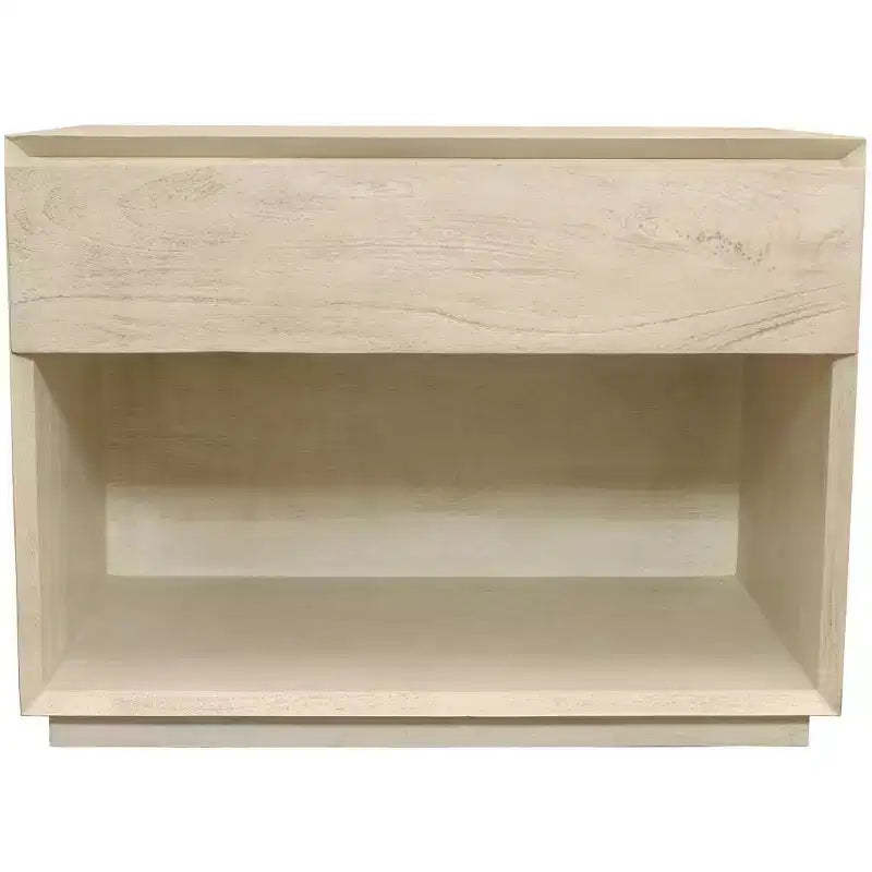 HomeRoots 24 Natural Solid Wood Ribbed Texture One Drawer Nightstand