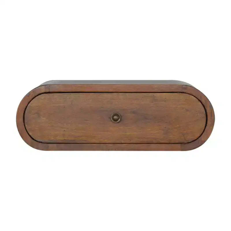 HomeRoots 18 Chestnut Solid Wood Oval One Drawer Floating Nightstand
