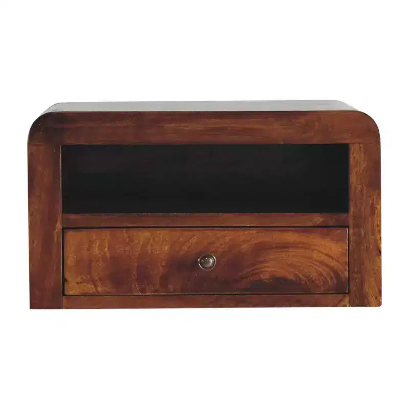 HomeRoots 18 Chestnut Solid Wood One Drawer Floating Nightstand