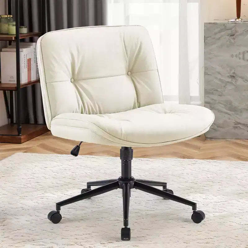 Okak Modern Comfy Desk Chair with Extra-Wide Seat, Armless Computer Chair with Adjustable Height, Office Chair for Home, Office