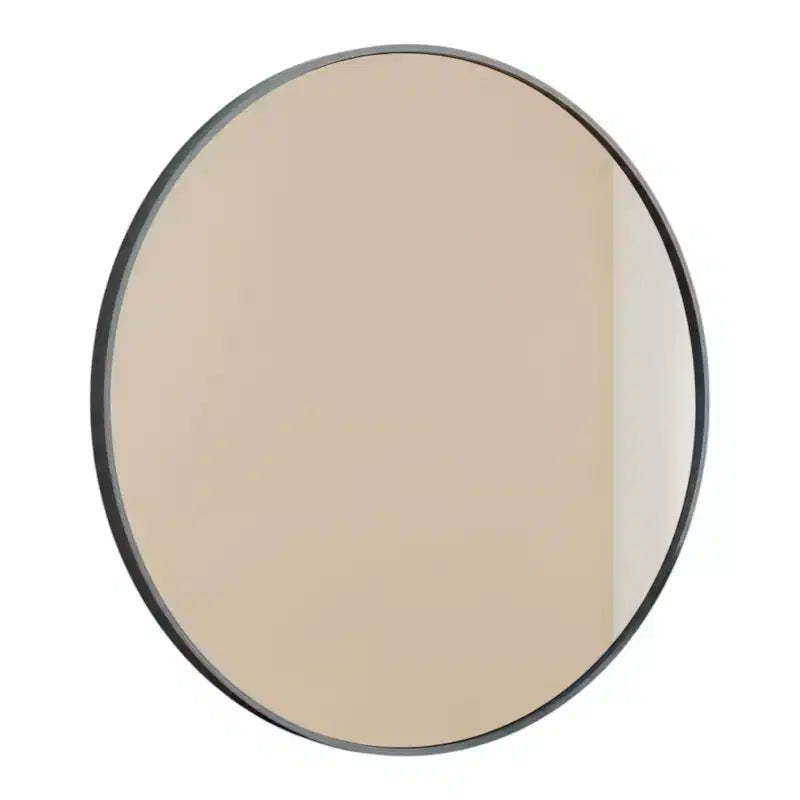 HomeRoots 20 Black Metal Round Framed Bathroom Vanity Mirror