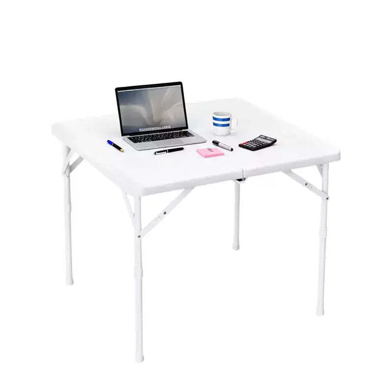 34 Square Folding Table with Metal Frame, Multi-Functional Portable Foldable Card Table with Carrying Handle for Indoor Outdoor Camping Picnic