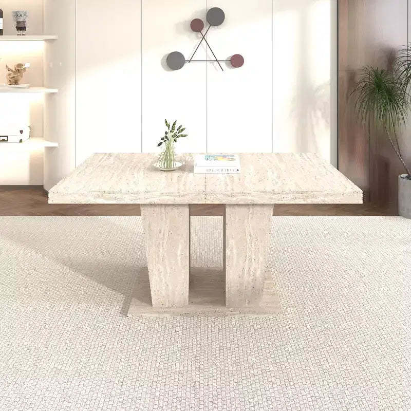 GDFStudio Hugo Rustic 78.74W Rectangle Extendable Dining Table