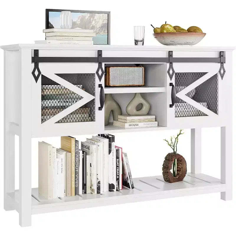 46 Console Table with Open Storage Shelf, Modern Wood 2 Tier Entryway Table, Sofa Entry Tables Behind Couch for Living Room, Hallway, Entrance Foyer