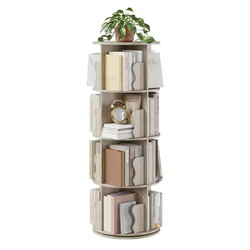 Space-Saving 4-Tier Spinning Bookcase,360 Rotating Bookshelf, for Bedroom, Living Room, Home Office