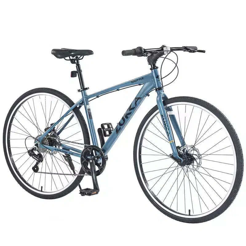Whisen 28 Road Bike, Hybrid City Bicycle with Shimano 7 Speed Aluminum Alloy Frame Double Disc Brakes