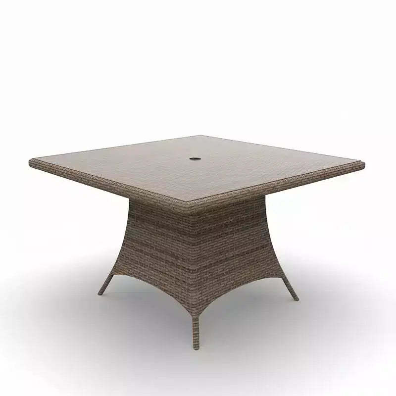 Universal 48 in Square Dining Table Only with Tempered Glass Outdoor Furniture, 48 in L x 48 in W x 30 in H