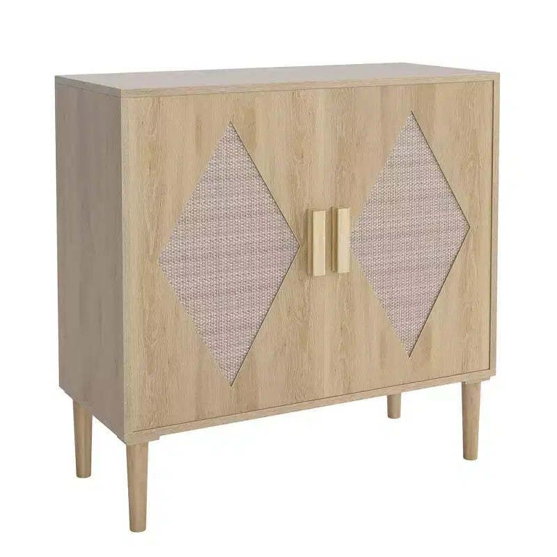 2-Door Sideboard with Adjustable Shelves,Natural Wood Buffet Cabinet,for Living Room, Entryway,