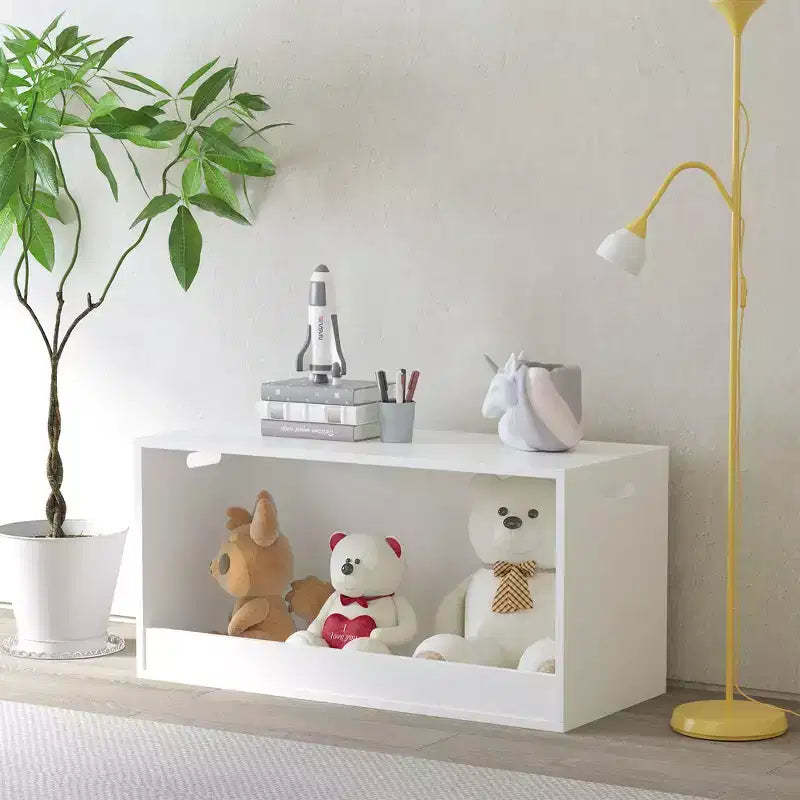 Whisen Open Toy Storage Box for Kids, Wooden Organizer Bin, Large Storage Space - White