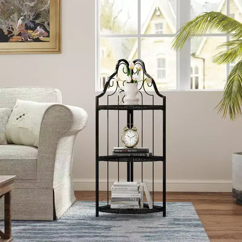 GDFStudio Cordoba 40.9 Modern 3-Tier Iron Corner Bookcase