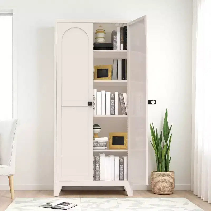 70 Tall Metal Storage Cabinet with Lockable Doors & Adjustable Shelves, Kitchen Pantry Cabinet, Tools Clothes Garage Storage Cabinet for Home Office