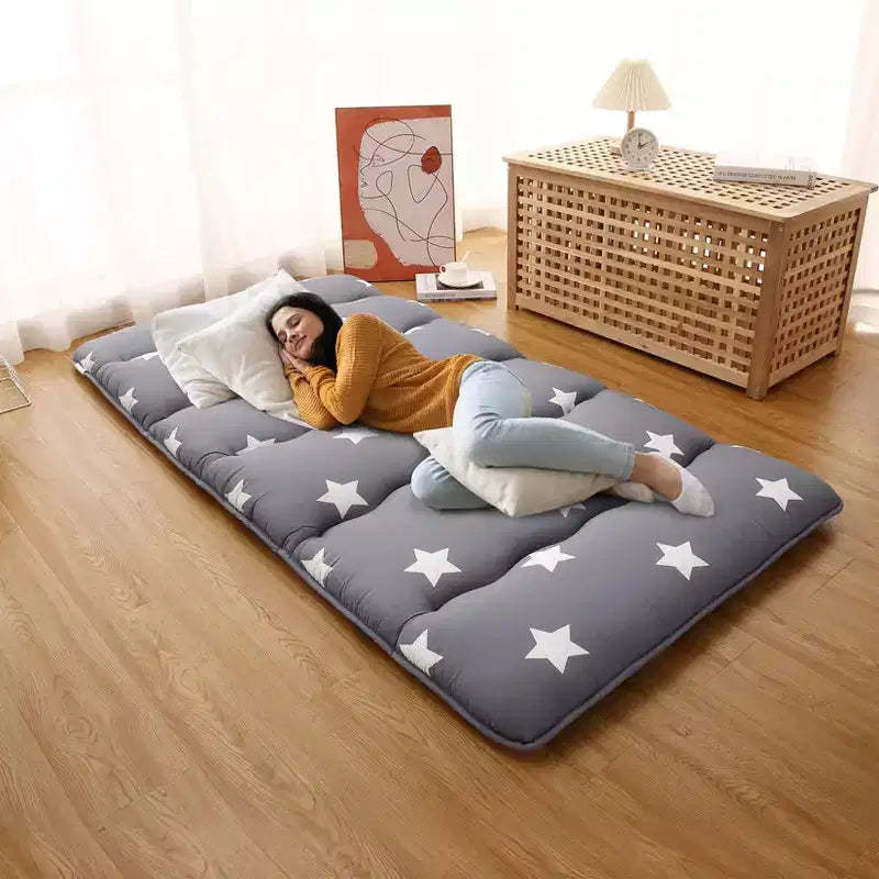 Japanese Futon Mattress Floor Mattress - Floral Pattern Tatami Mat, Sleeping Pad for Camping/Travel