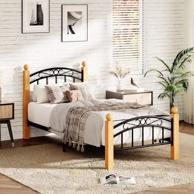 COZONY Metal Platform Bed Frame with Headboard & Footboard, Heavy-Duty Steel Slat Support, Under-Bed Storage, No Box Spring Needed, Easy Assembly