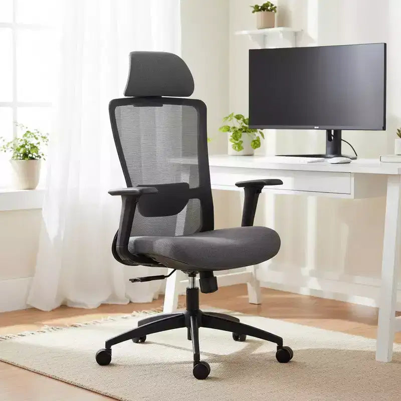 Homy Casa Ergonomic Mesh Executive Office Chair with Adjustable Headrest, 120 Recline and 360 Swivel Chrome Base, Black