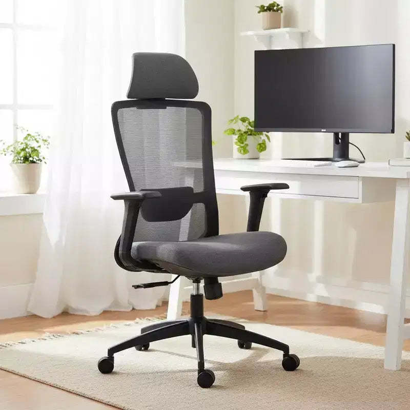 Homy Casa Ergonomic Mesh Executive Office Chair with Adjustable Headrest, 120 Recline and 360 Swivel Chrome Base, Black