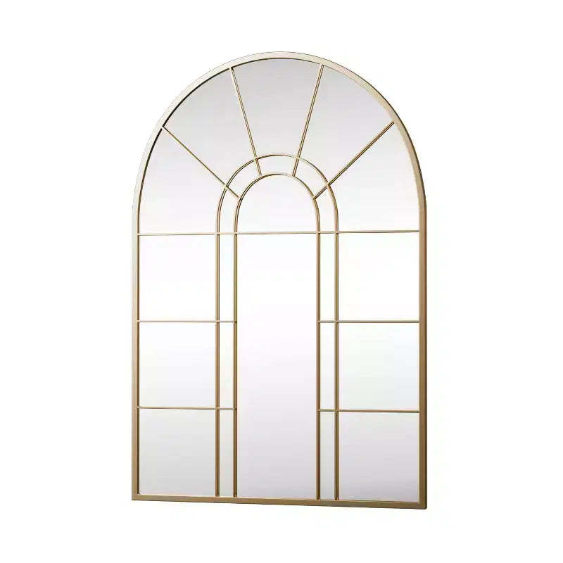 HomeRoots 41 Black Metal Arch Window Pane Framed Accent Mirror