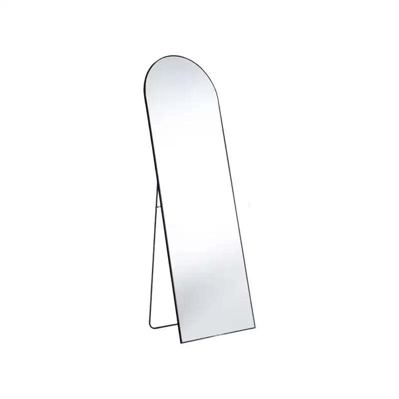 HomeRoots 63 Black Metal Arch Freestanding and Wall Mount Framed Full Length Mirror