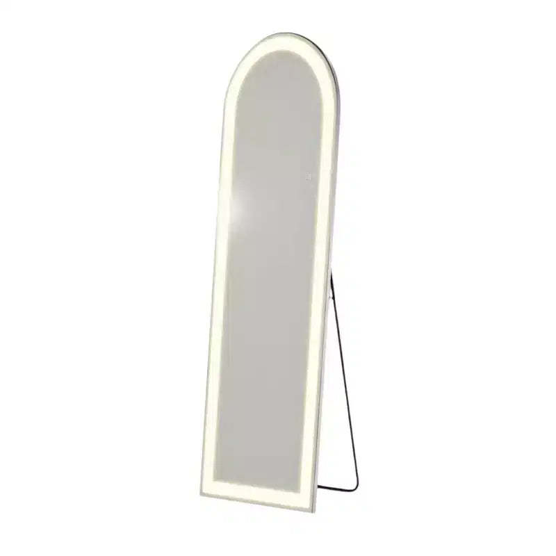 HomeRoots 60 Clear Arch Lighted Freestanding and Wall Mount Frameless Full Length Mirror