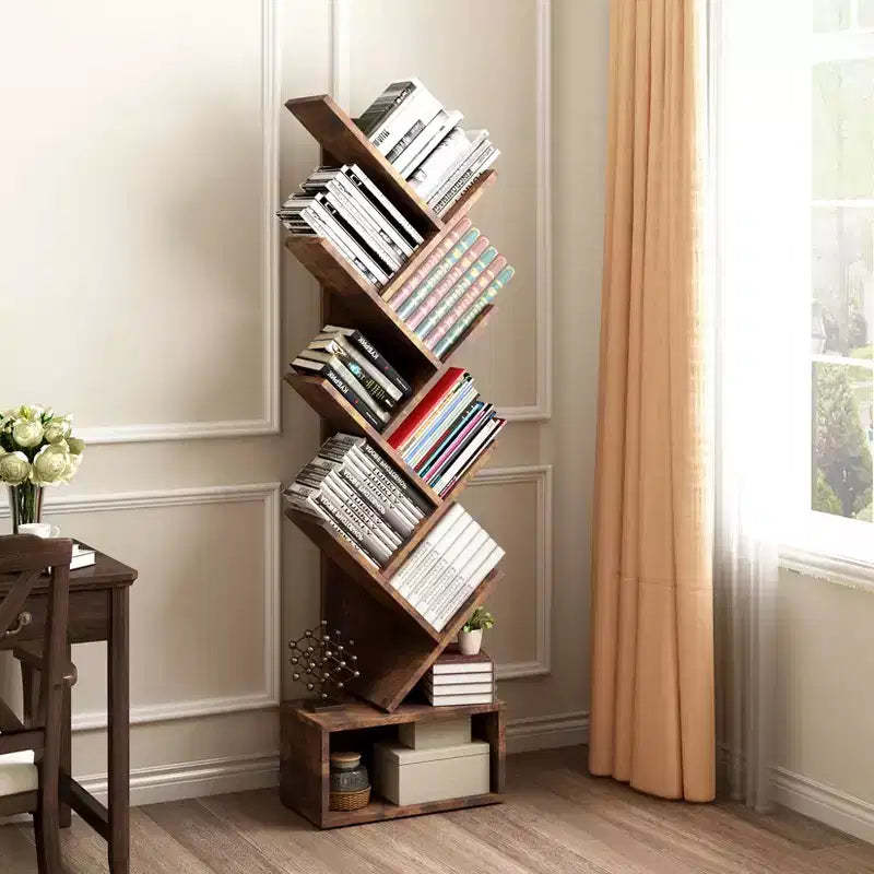 8-Tier Industrial Bookshelf - Retro Open Bookcase for Living Room, Bedroom & Office