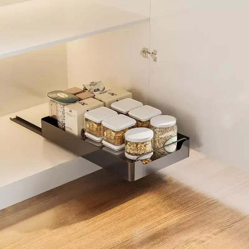 Spice Bottles,Pull Out Cabinet Organizer Fixed, Adhesive Film, Heavy Duty Slide Out Pantry Shelves,Sliding Drawer Storage Rack for Kitchen Home