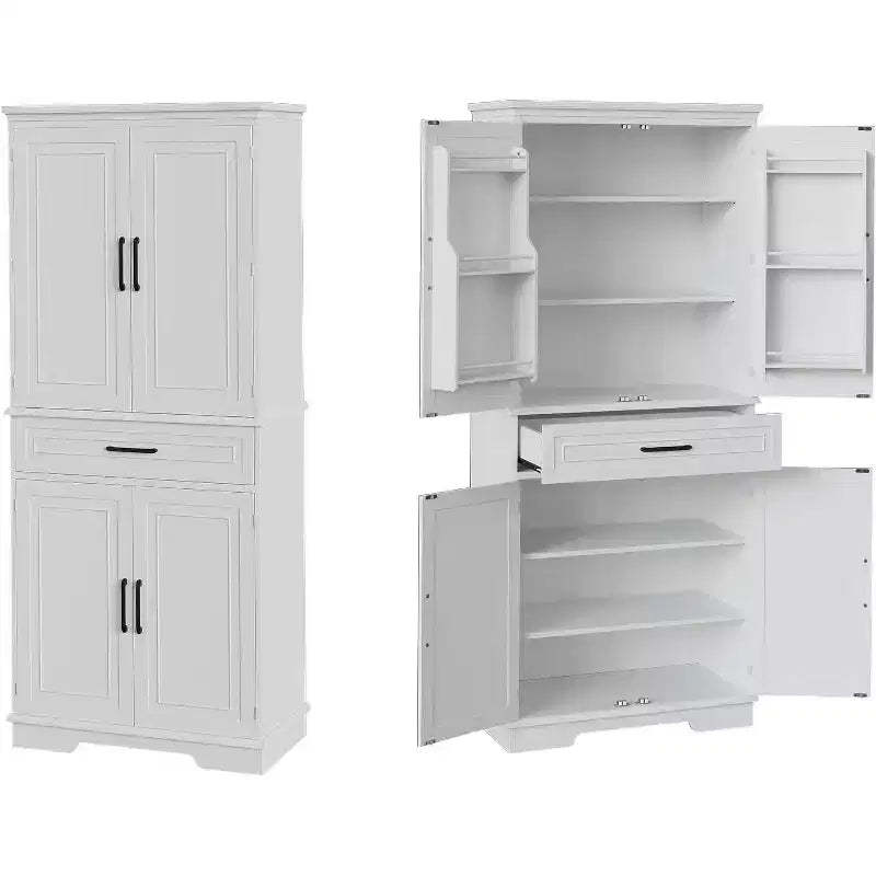 Kitchen Floor Cabinet, 72 High Freestanding Tall Cupboard Storage Cabinet with a Drawer