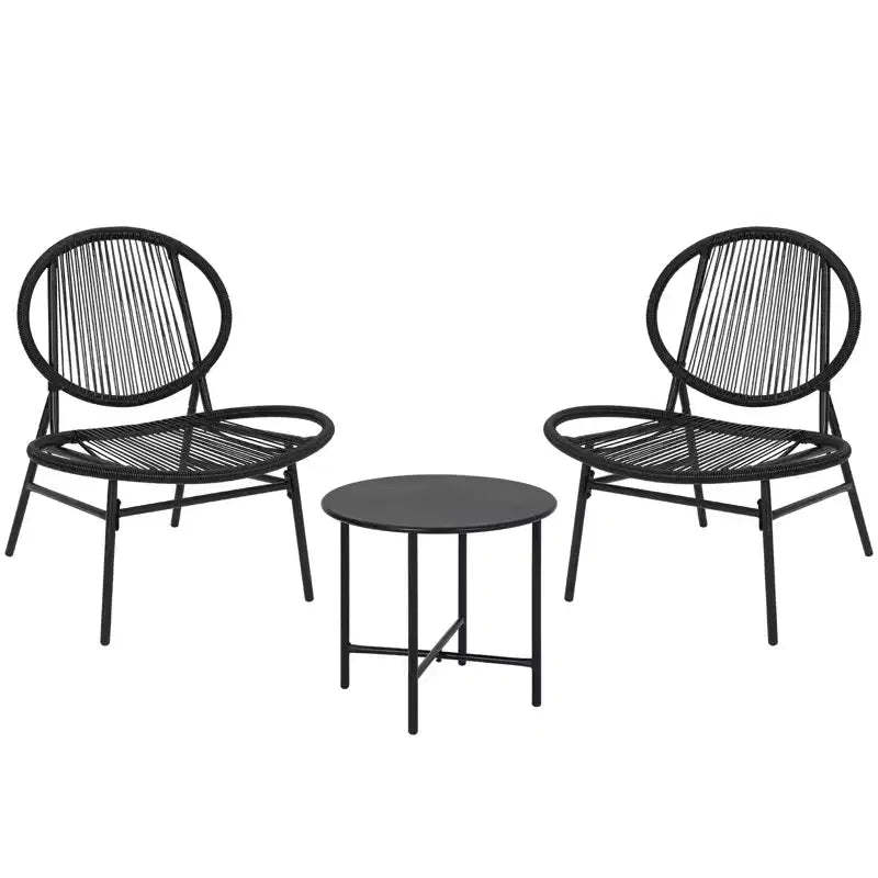 Dining table and chair set, three-piece set, modern rattan furniture, suitable for use in the dining room, living room, garden or balcony.