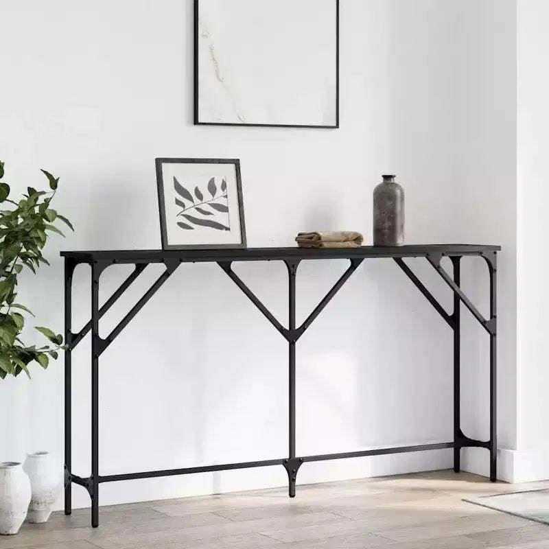 Clihome Entryway Console Table with Adjustable Feet, Industrial Design for Modern Living Room & Hallway-Black