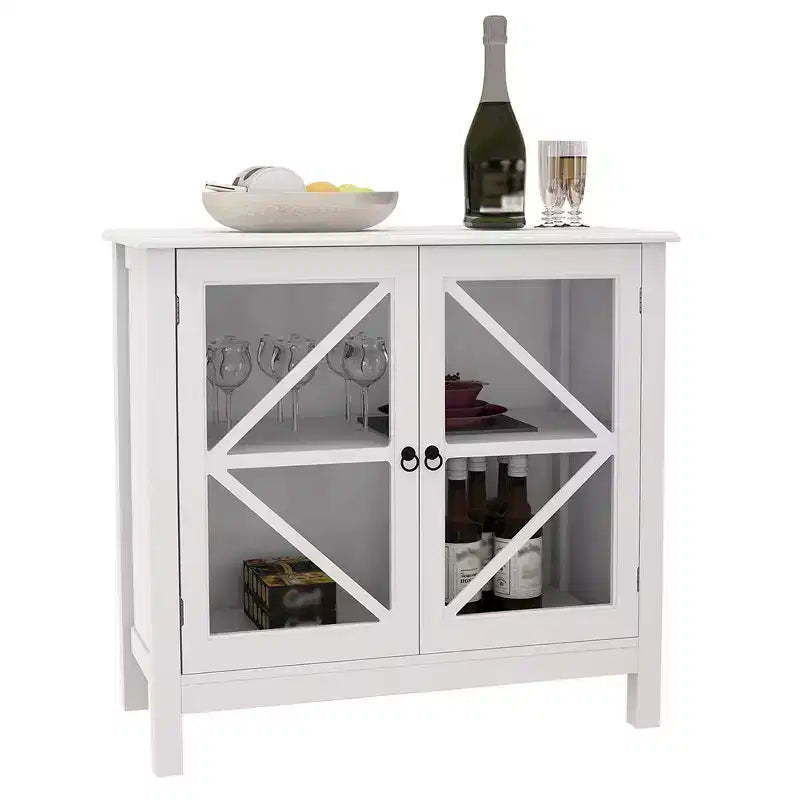 Sideboard Buffet Cabinet, Display Storage Cabinet with Double Framed Glass Doors, Cupboard Console Table for Home Kitchen