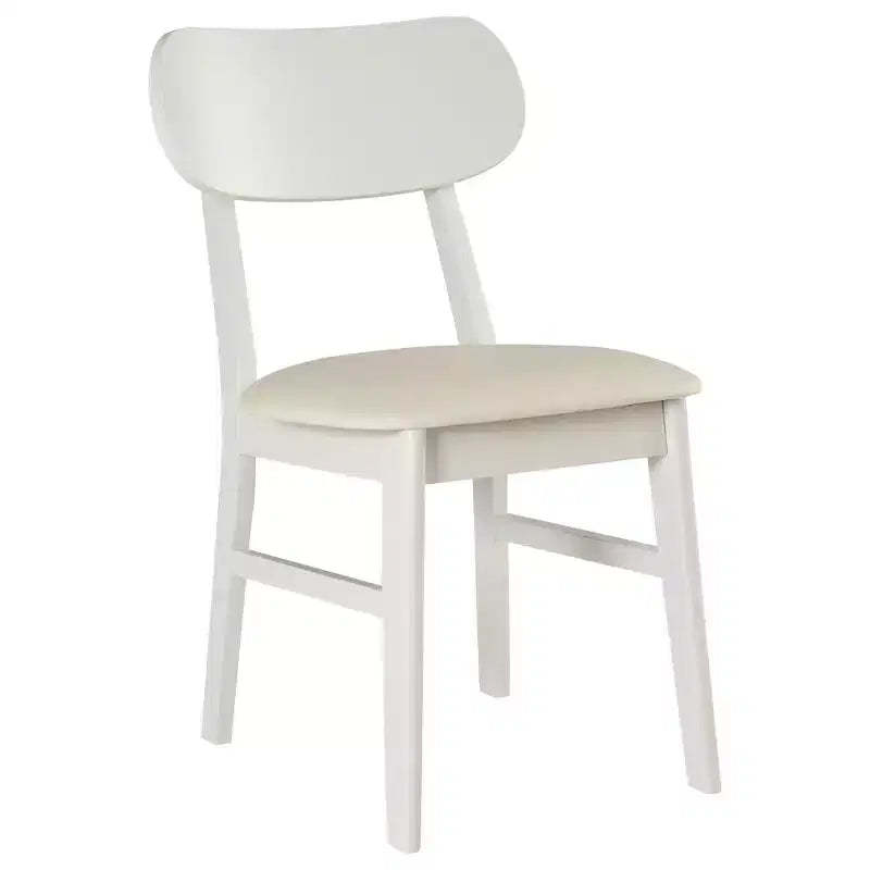 Heynemo Wooden Dining Chairs Set of 2, Modern Dining Chairs with Solid Wood Legs, 350LBS Capacity, Faux Leather Accent Side Seat for Kitchen, White