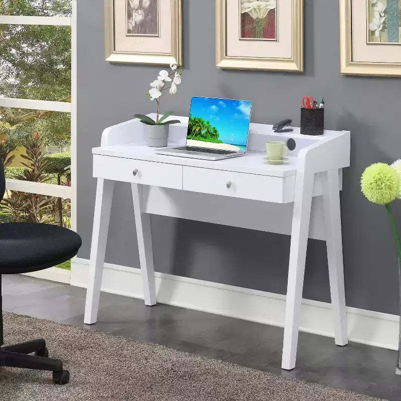 HomeStock 29.25 in.H Gray Color Wood Composite L-Shaped Desks with File Drawer