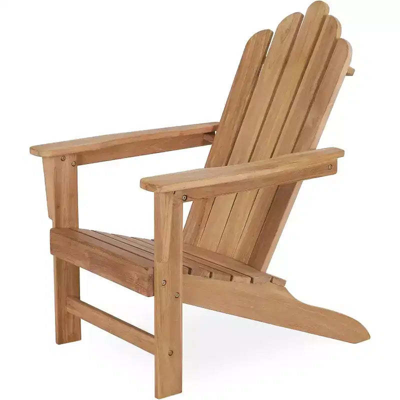 Tree City Teak Wood Adirondack Chair, Wide Armrest & High Back, Weather-Resistant Grade-A Teak Outdoor Patio Chair for Garden, Porch or Beach