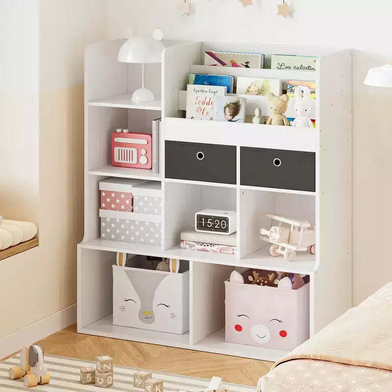 Kids Storage Organizer, Kids Bookshelf with Drawers, Modern Bookcase with Cubbies, Floor Storage Cabinet, Wooden Storage Chest for Kids Room