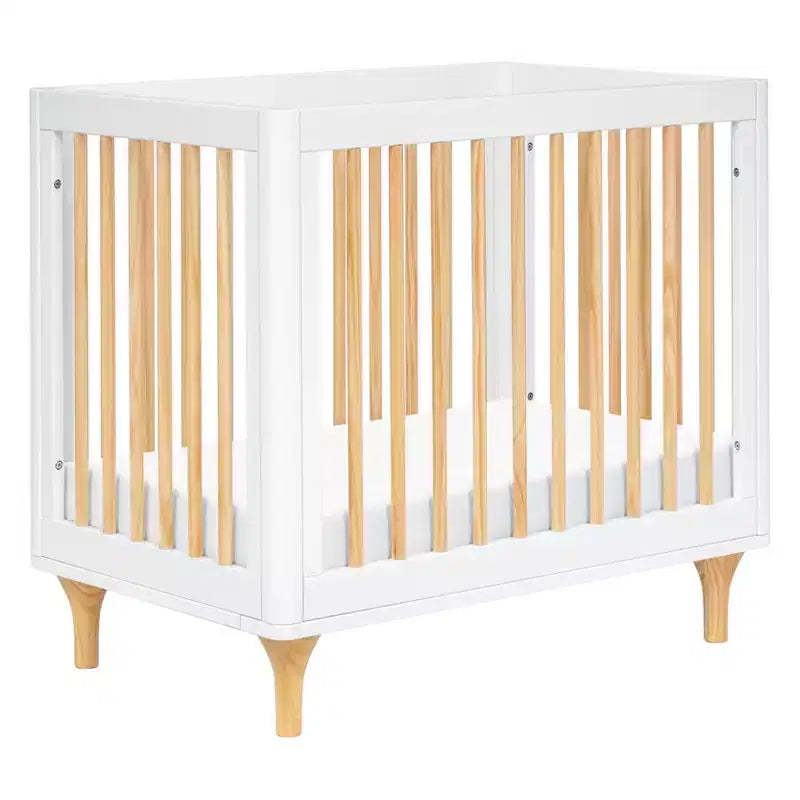 Babyletto Lolly 4-in-1 Convertible Mini Crib and Twin Bed with Toddler Bed Conversion Kit - White and Natural