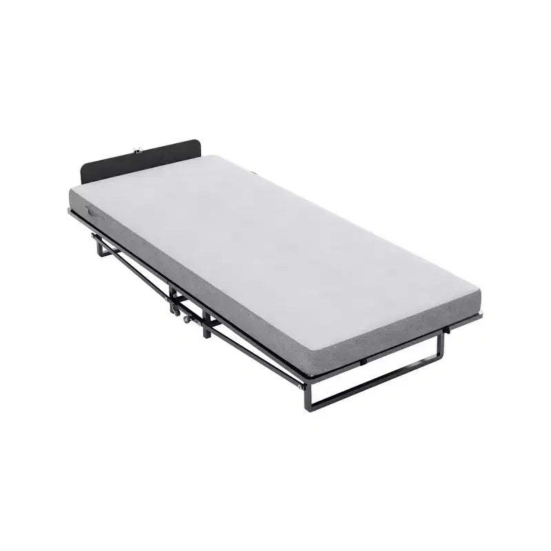 Bellemave Metal Folding Bed Frame with Foam Mattress of Pockets, Easy Storage and Movable with 4 Castors