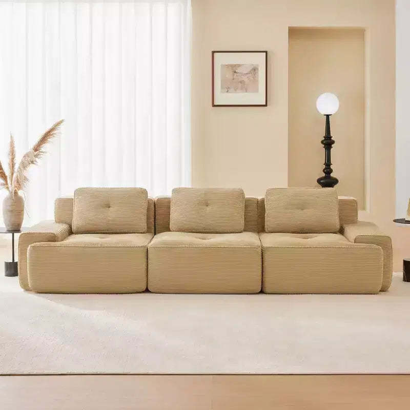 117 Modern Modular Sectional Sofa for Living Room, Corduroy Fabric,Oversized 3-Seater Couch with Deep Seat, No Assembly,Camel