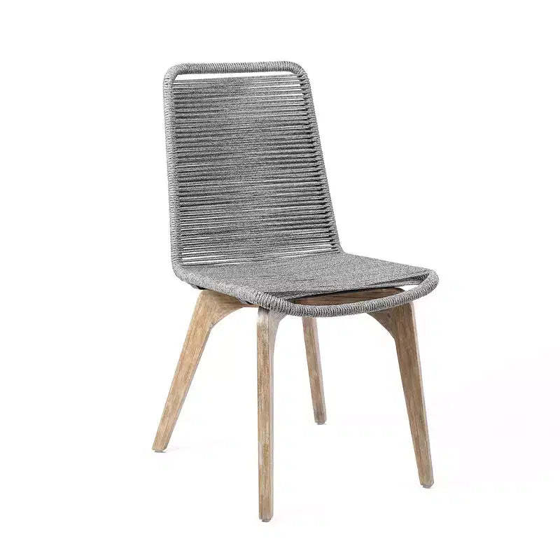 HomeRoots Set of Two 18 Gray Solid Wood Outdoor Dining Chair